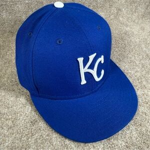 Kansas City Royals New Era Mens 7 1/4 59FIFTY Fitted Baseball Hat Blue On-Field